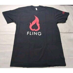 Fling Upside Down Heart Promo Men's Graphic Print Short Sleeve T-Shirt Black XL